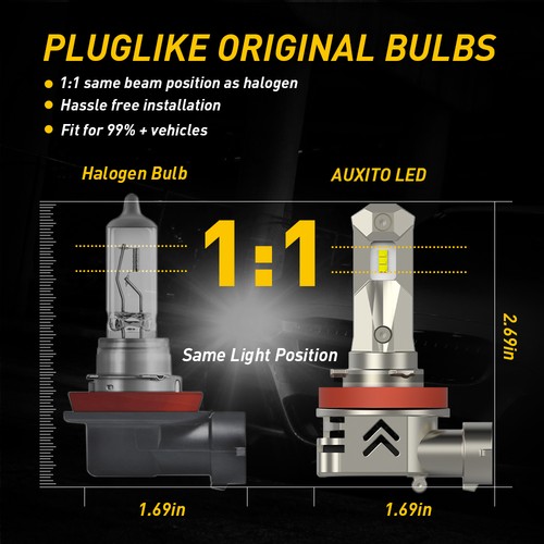 H11 LED Headlight Super Bright Bulbs Kit 200W 6000K White High/Low 30000LM Beam - Picture 9 of 11