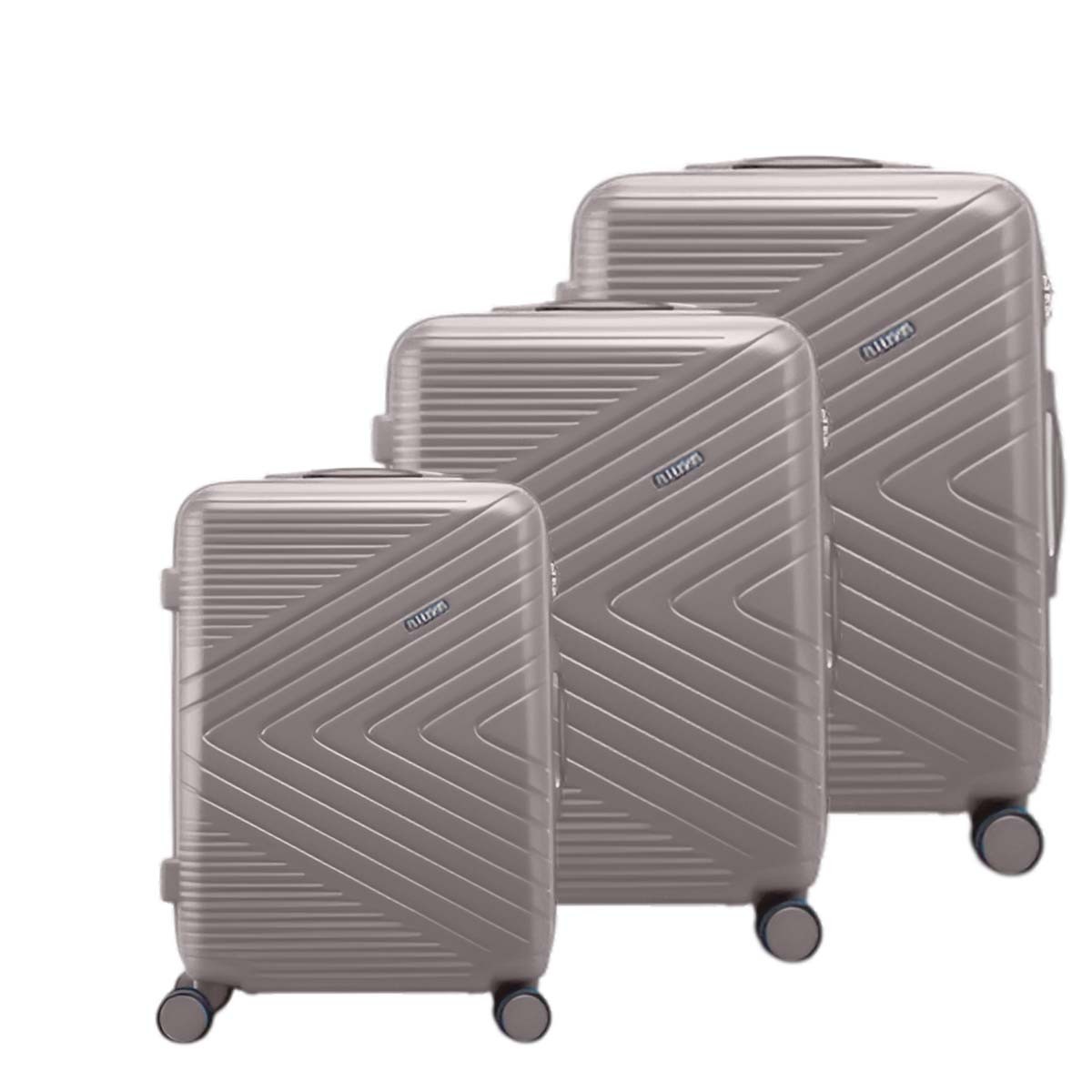 Valises Rigides Texturées Chevron Rose Premium - Set de Bagages Design 3 Pièces