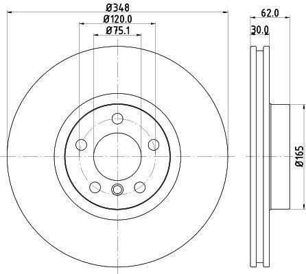 HELLA 8DD 355 117-741 BRAKE DISC Front (SINGLE)