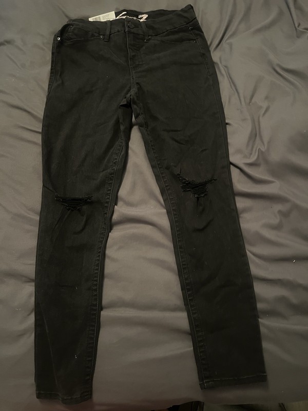 Seven7 Tummyless High Rise Skinny Control Panel Slimming Girls Jeans 12 Black