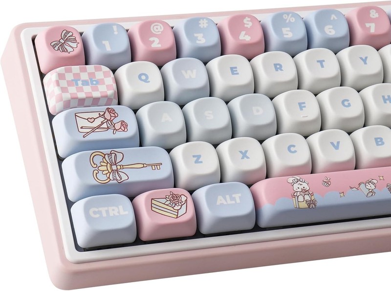 PBT Keycaps 135 Keys MOA Profile Cute Keycaps Dye-Sublimation Alice Bunny Keyca