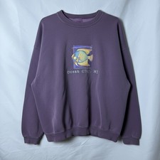 Vintage Ocean City NJ Angelfish Graphic Sweatshirt Purple XL Grandma Grandpa