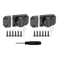 2Pcs Cabinet Door Latch Metal Keyless Drawer Lock Black
