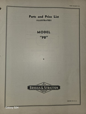#ad Briggs amp; Stratton PARTS AND PRICE LIST ILLUSTRATED FOR MODEL PB $19.99