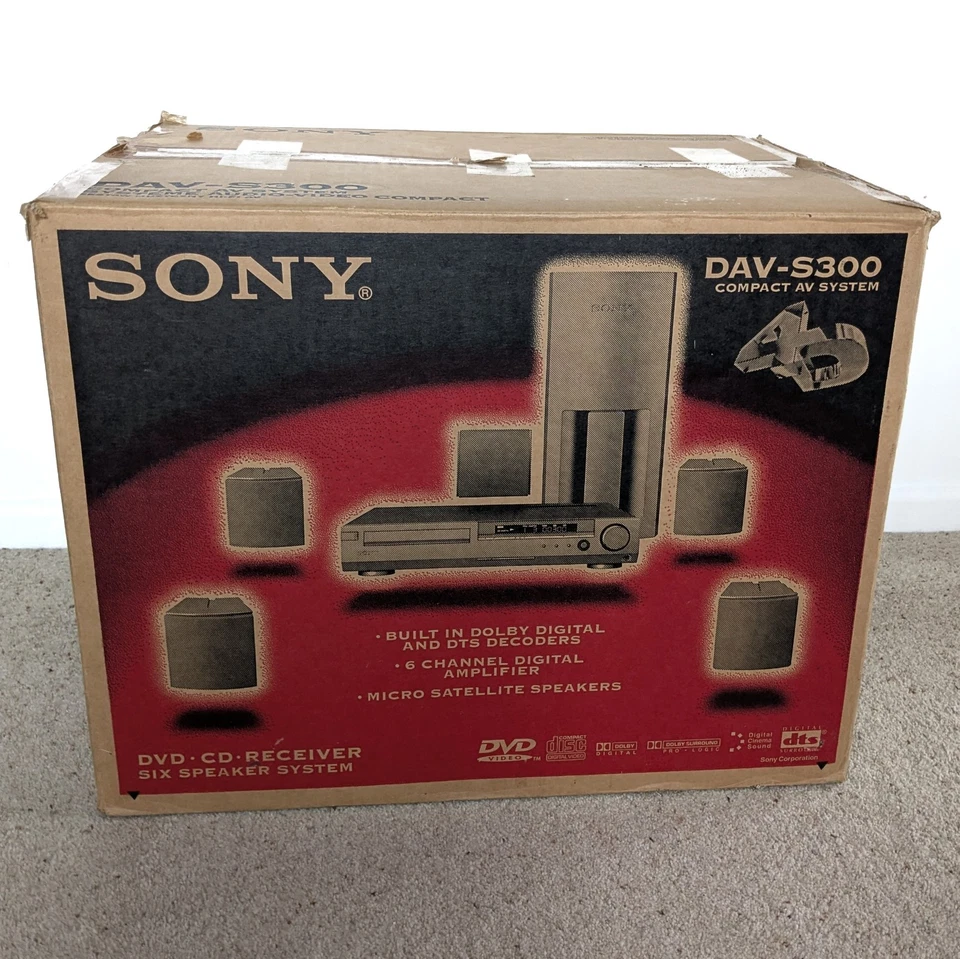Vintage Sony DV-S300 Kompakt AV Anlage DVD Heimkino Surround Sound ohne Fernbedienung 