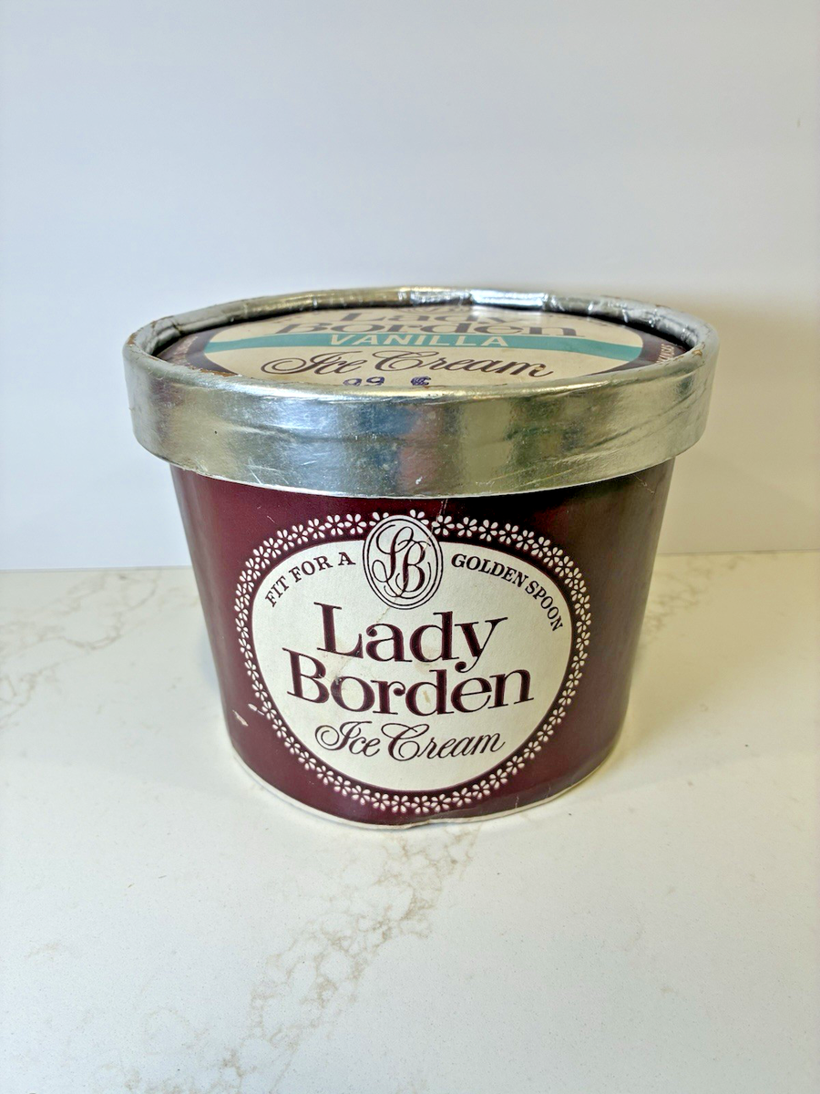 Vintage Lady Borden Ice Cream Container Vanilla Half Gallon Little