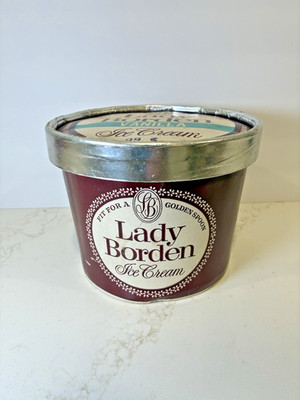 Vintage Lady Borden Ice Cream Container Vanilla Half Gallon Little