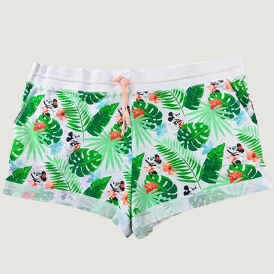 Disney Tropical Mickey Minnie Mouse Lounge Short Women 3X Pus Hawaiian Palm Leaf