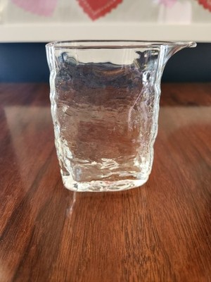 Small Rectangular Hammered/Crinkle/Ice Glass Pitcher - Fair Cup - Tea - Creamer