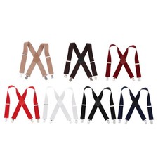 Mens Trousers Adjustable Suspender Leather With Non