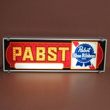 Vintage Pabst Blue Ribbon Beer Hanging / Wall Mount Sign Lighted Bar Light