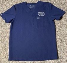 Figs Scrub Top Adult Medium Technical Collection V Neck Blue Nursing Medtronic