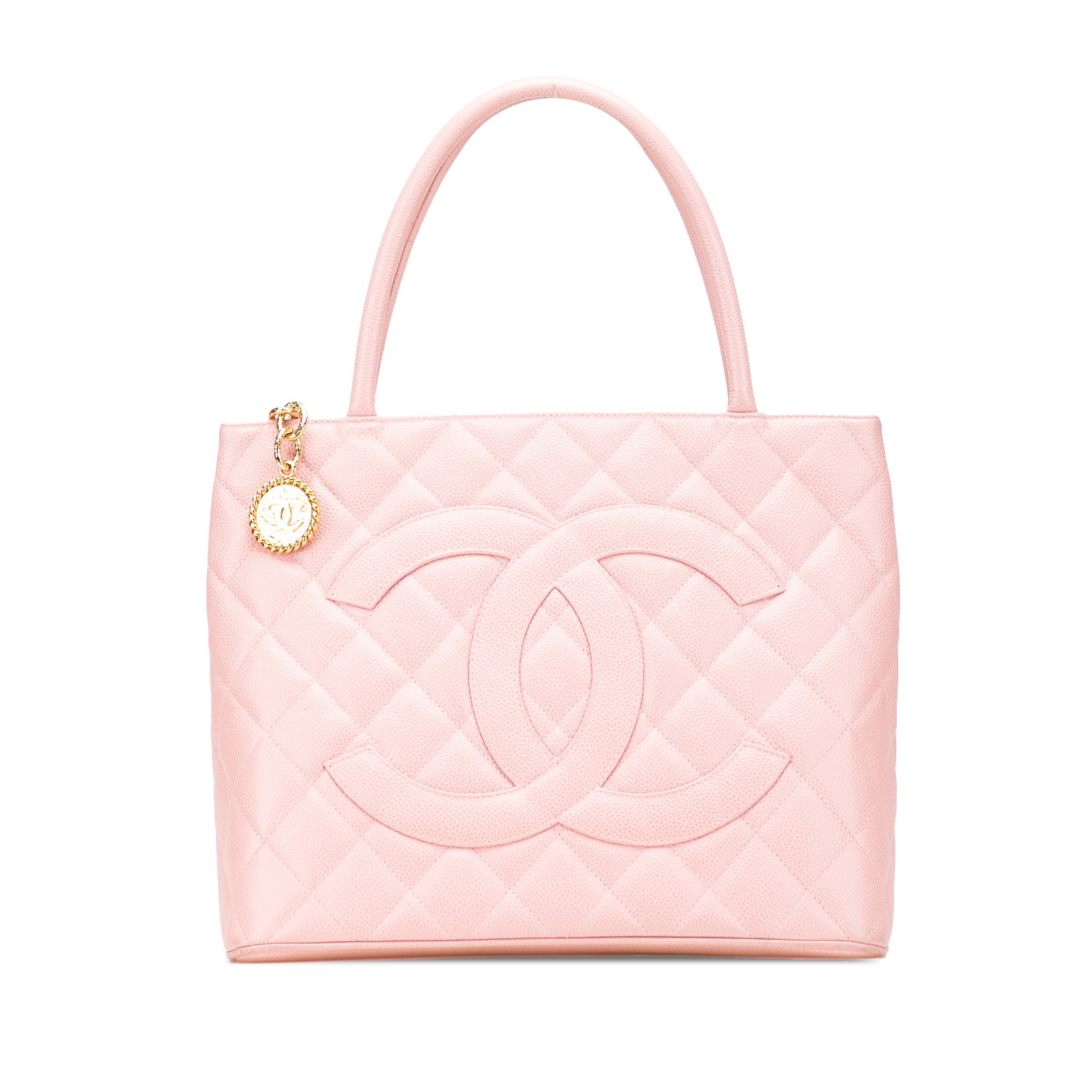 Authenticated Chanel Caviar Medallion Tote Pink Leather-image