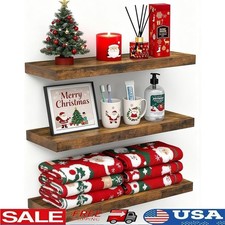 Adjustable Floating Shelves Set of 3 Rustic Wall Storage Bathroom Living Room US