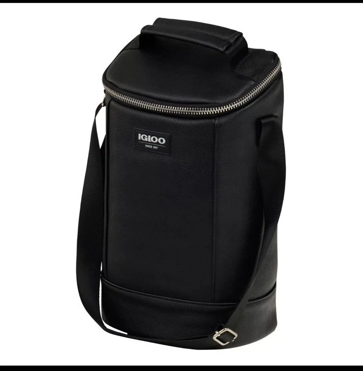 Igloo Luxe 2 Bottle Insulated Cooler Tote - Black/Silver- Carry Strap- Nwts
