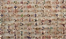 32pcs Wholesale Mixed Lots Rose Gold Plated Fashion Rhinestone Ladies Rings