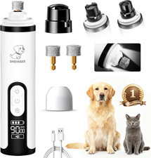 Professional Cordless Dog Nail Grinder with 3 Speeds & LED Light, 2 Heads