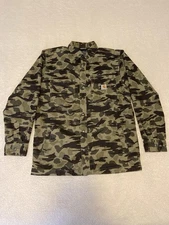 Carhartt Rugged Flex Relaxed Fit Canvas Fleece Lined Snap Front Camo Shirt Jac