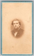 Antique CDV Circa 1860s Handsome Bearded Man In Suit Unmarked