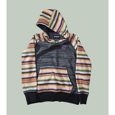 Hooey Kids Serape Stripe Pullover Hoodie Grey Multi HH1167BKSP-Y Size S