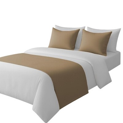 100% Egyptian Cotton Bed Runner Taupe Solid Queen Size (88x20) 1 Piece Decora...