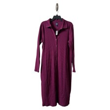 Gap Rib Polo Midi Dress Huckleberry Women’s XL Button Front New Long Sleeve