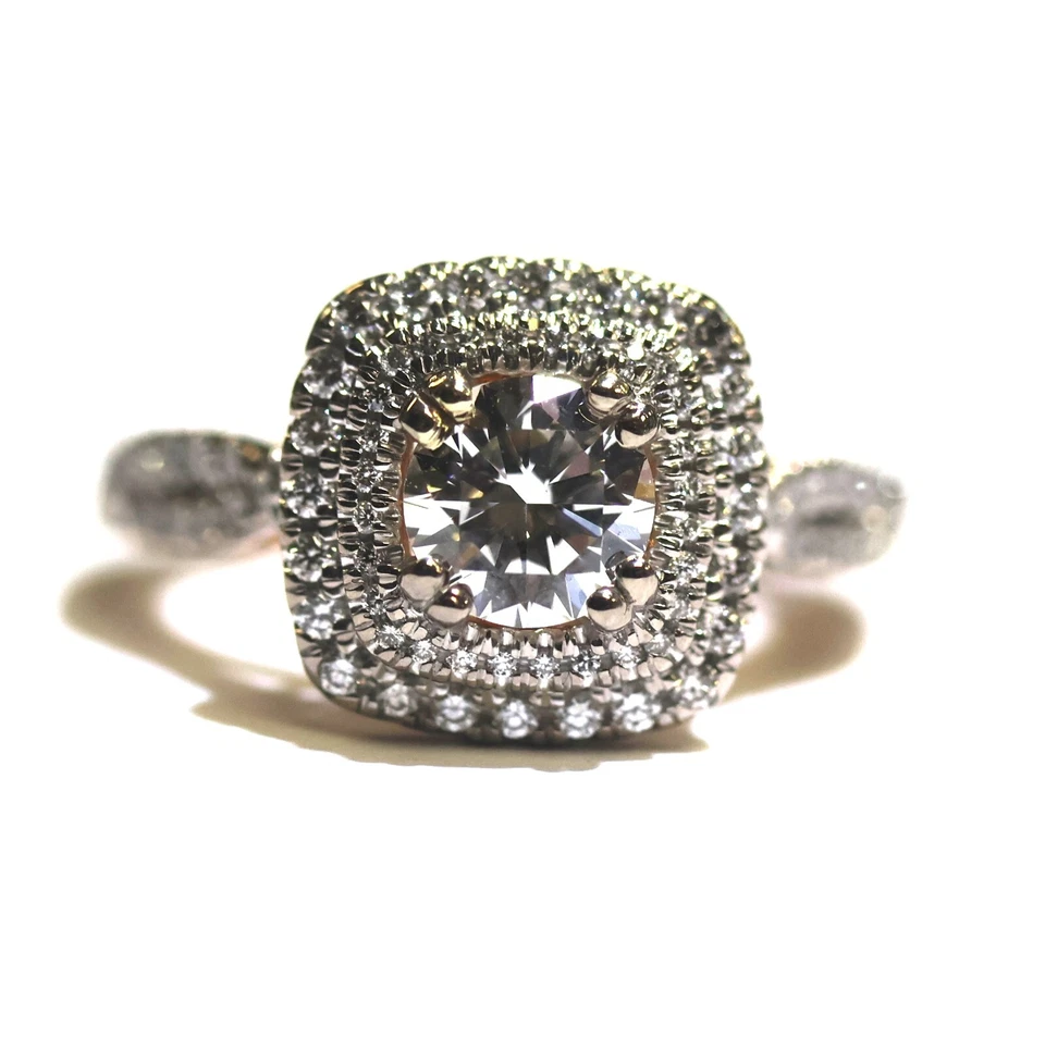 Anillo de compromiso IGI 18k Verragio oro blanco 1,82ct halo redondo laboratorio diamantes cultivados Foto 2 de 4