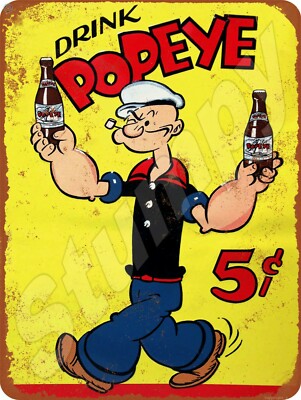 Drink Popeye Metal Sign 9'' x 12'' 