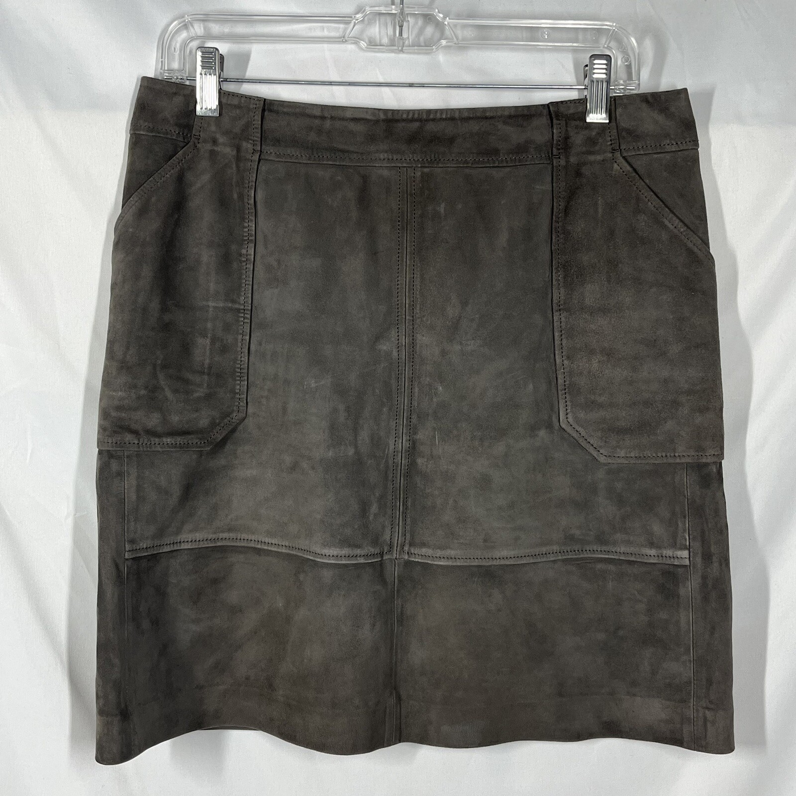 Jupe Crayon En Cuir Marron Newport News - Taille 12 Femme - Longueur Genou - NEUF Sans étiquettes