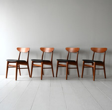 MidCentury Quattro sedie vintage in teak Farstrup, originali danesi retrò, 60s