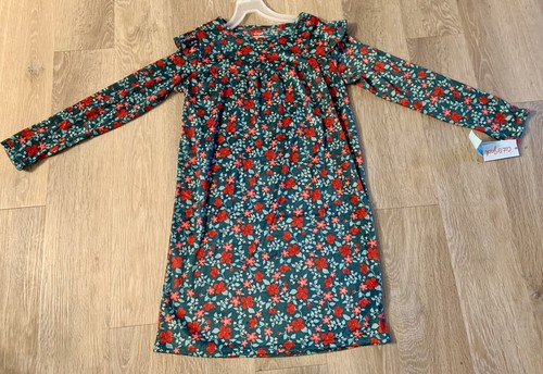 (NWT) Cat & Jack Girl’s Size 10/12 Green & Red Poinsettia Super Soft Nightgown