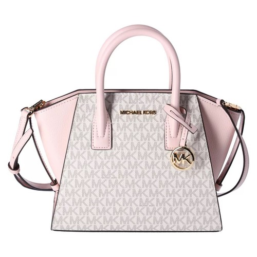 MICHAEL KORS Avril Small Logo Top-Zip Satchel MK Signature MSRP $398