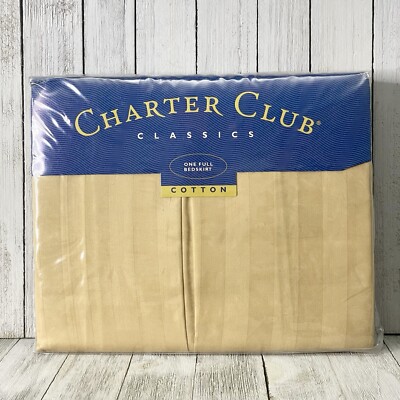 Charter Club Classics Damask Stripe Cotton Bedskirt NEW