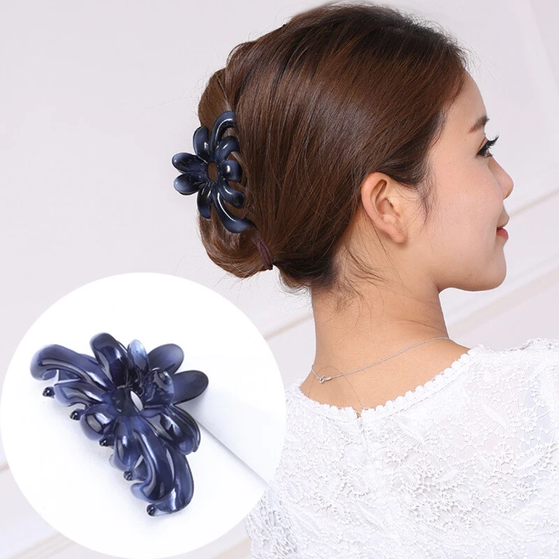 Pinza de pelo con moño grande para cabello de flores de colección clip de plástico clip de garra filtro Foto 2 de 4
