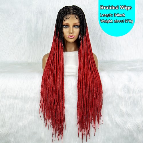 Long Straight Synthetic Full Lace Braided Wig 34 inches With Baby Hair For Women - Picture 18 of 45