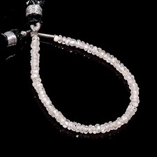 Natural White Zircon Gemstone Rondelle Faceted Beads 3X3X2 mm Strand 4" E-2276