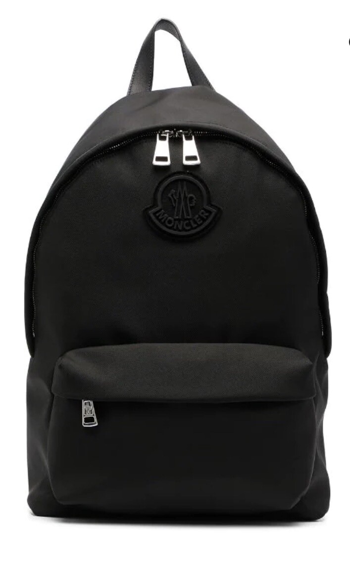 Moncler Black Nylon/Leather Logo Backpack NWT $940 | eBay