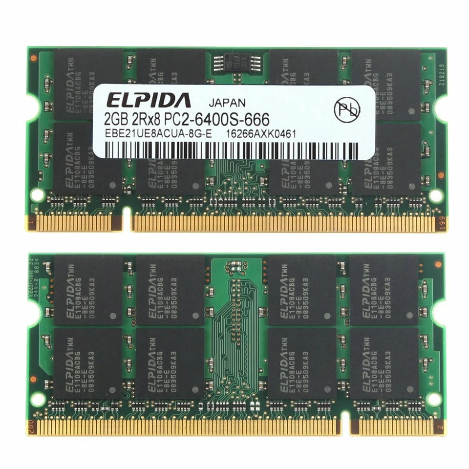 4GB 2x 2GB DDR2 800MHz PC2-6400S 200Pin CL6 SODIMM Laptop Memory SDRAM ELPIDA BT - Image 2 of 4