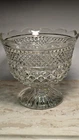 New ListingVintage Anchor Hocking Wexford Clear Glass Compote Fruit Bowl Footed Scallop Rim