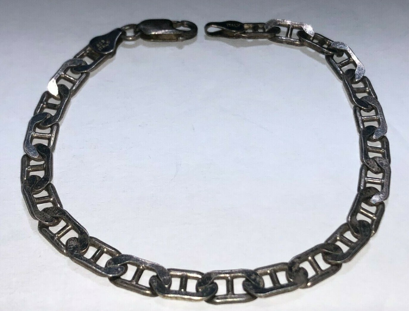 Old School Thin Chain Link Bracelet Sterling Silv… - image 1