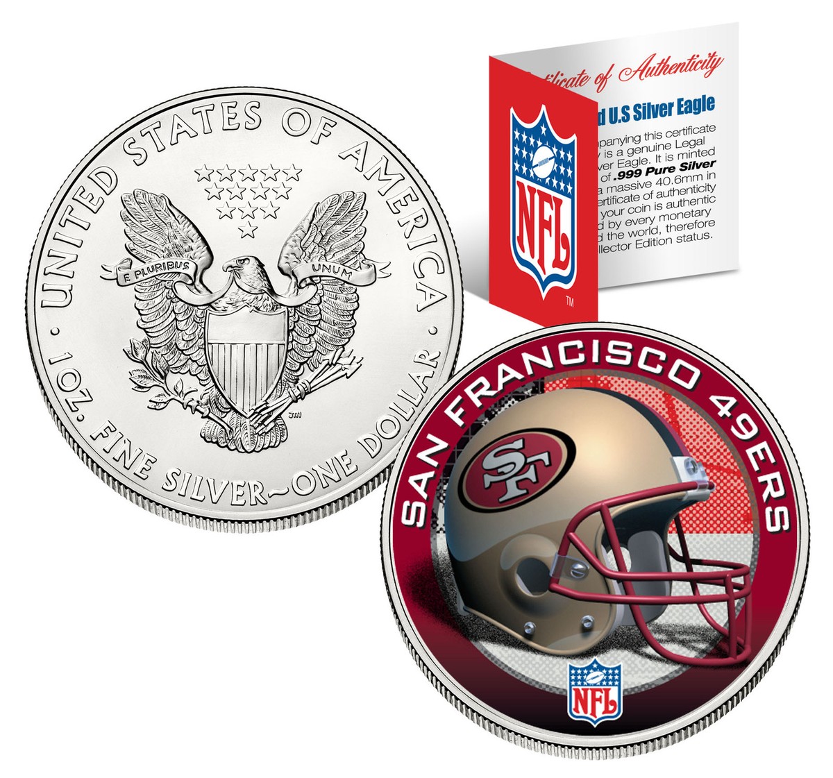 2021オールスターチャリティーオークション阪神タイガース51 シルバー/レッド SAN FRANCISCO 49ERS 1 Oz .999 Fine Silver American Eagle $1 US