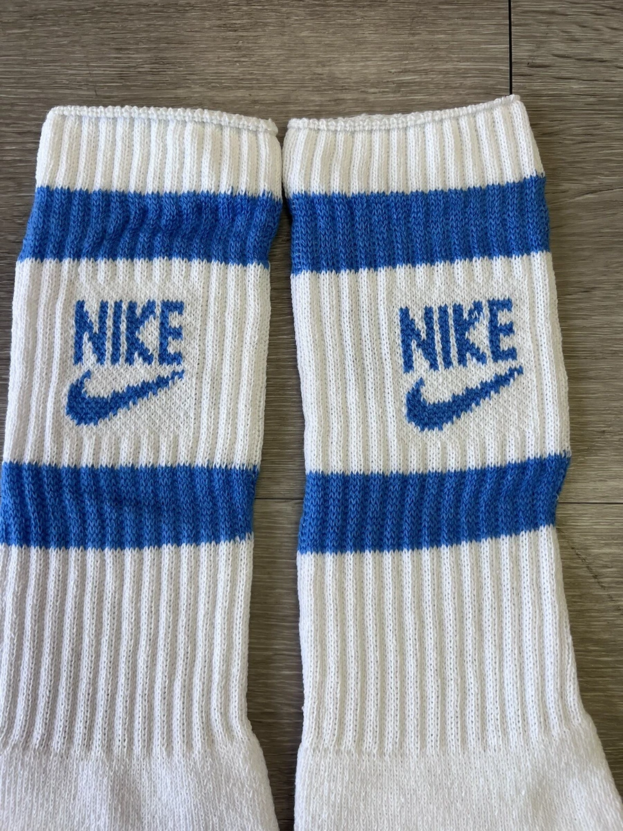 Canberra stil preambule Vintage Nike Socks Striped 80s 90s Swoosh Spell Out Crew Men VTG Calf Baby  Blue | eBay