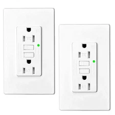 15A Amp GFCI Outlet Ground Fault Circuit Interrupter LED Indicator TR WR 2 Packs