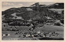 Rarität Echt Foto AK 1949 Sachrang mit Spitzstein Gesamtansicht Totale