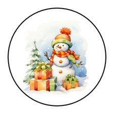 30 SNOWMAN STICKERS ENVELOPE SEALS LABELS 1.5" ROUND CHRISTMAS TAGS