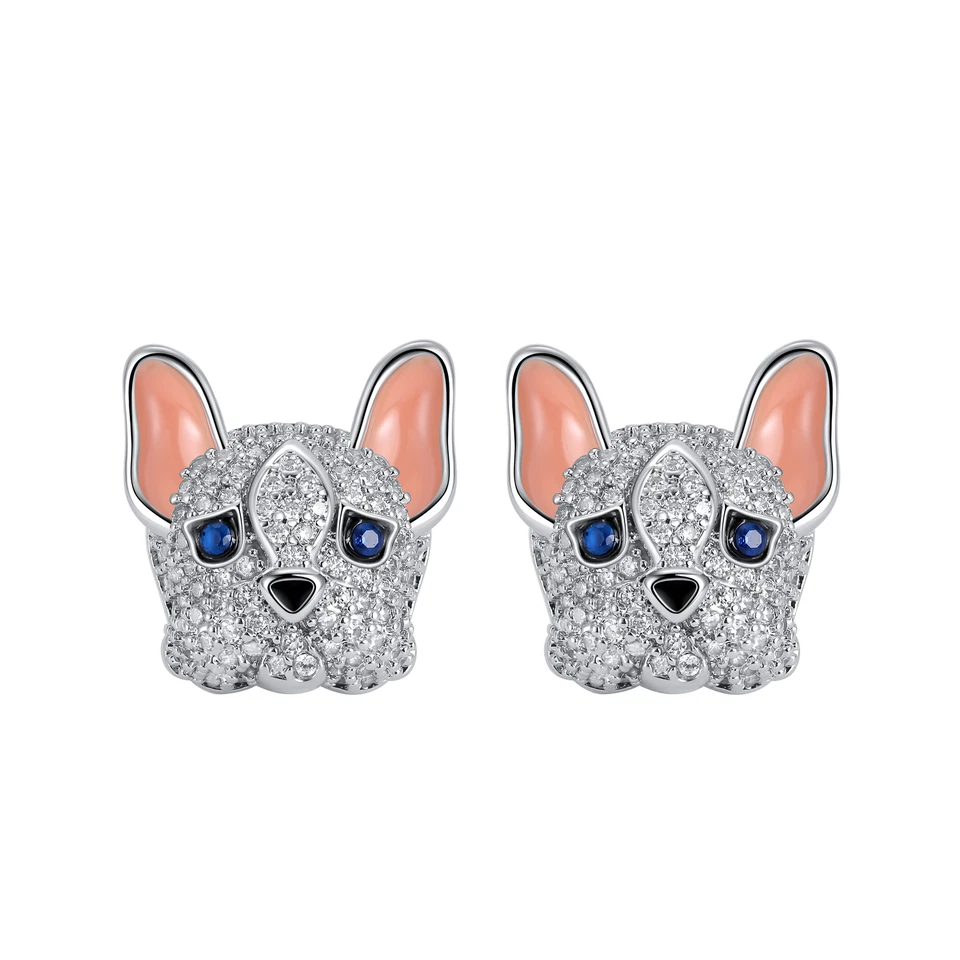 Aretes Frenchie para perro para mujer Bulldog francés circonita cúbica colección Ginger Lyne Foto 3 de 4