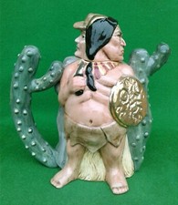 ROYAL DOULTON - COWBOY & INDIAN  TEAPOT - NOT PRODUCED FOR SALE - GOLD COLOURWAY