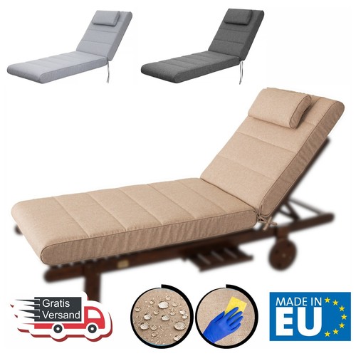 Liegenauflage mit Kopfkissen – Gartenstuhl Polster, wetterfest & bequem - 第 1/39 張圖片