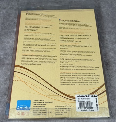 AMEFA Vigule Mirror Steak Knives Knife Serrated Made In UK New In Box - Picture 3 of 4