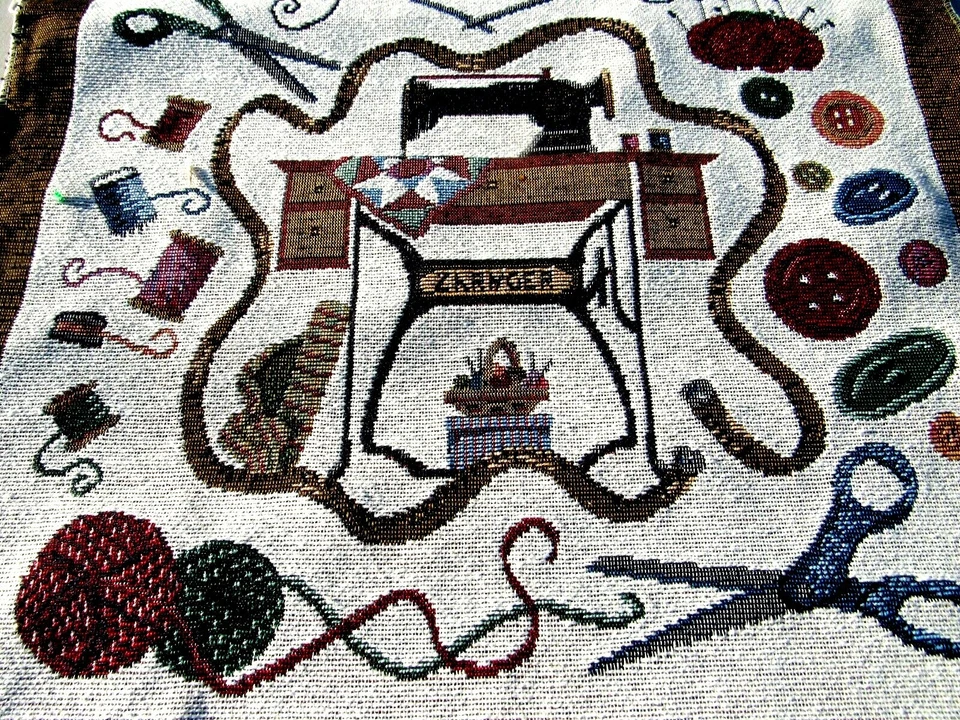 Tapestry Panel Sewing Room Machine For Making Pillow Cover Wall Hanging 17.5" sq - Image 4 of 4